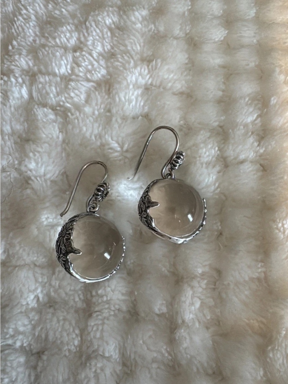 Vintage Art Deco Pools Of Light Earrings Sterling Silver EUC
